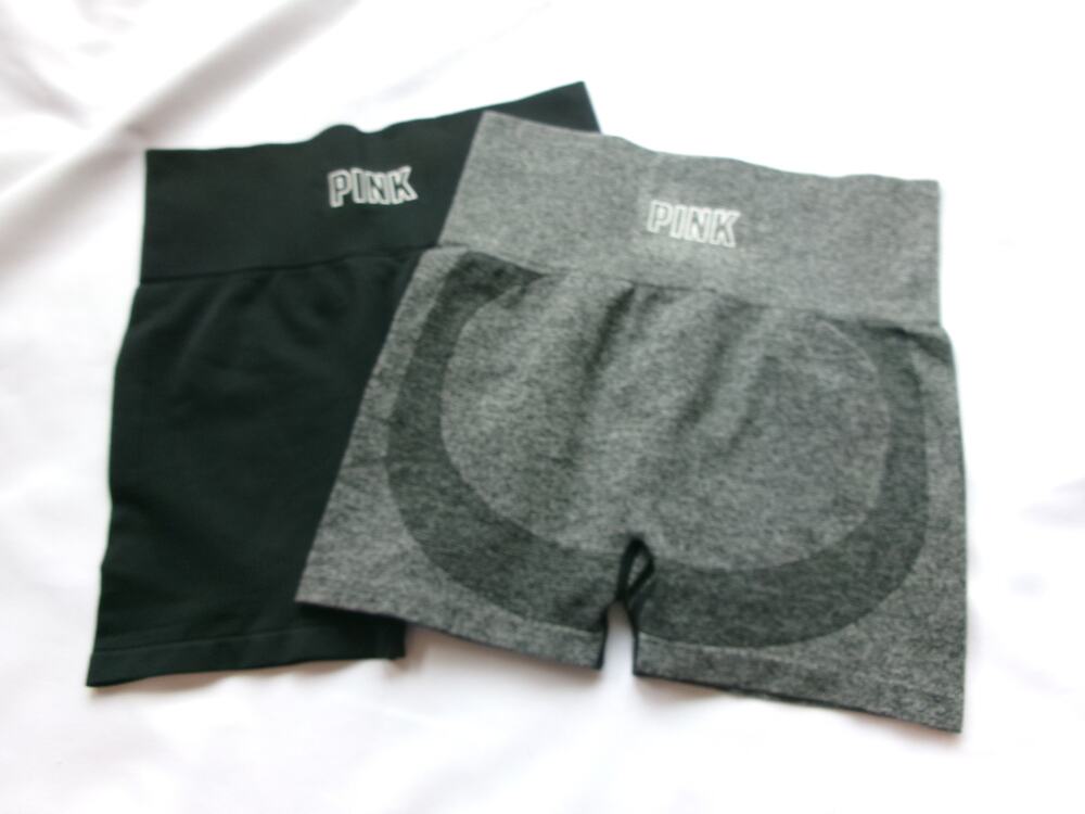 PINK Victoria's Secret Seamless Scrunch Shorts Bundle Gray Black S 2 Pair